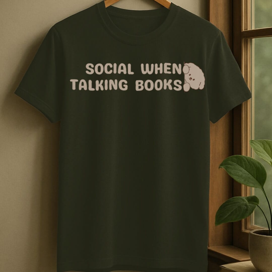 Military Green / S Social when books t-shirt