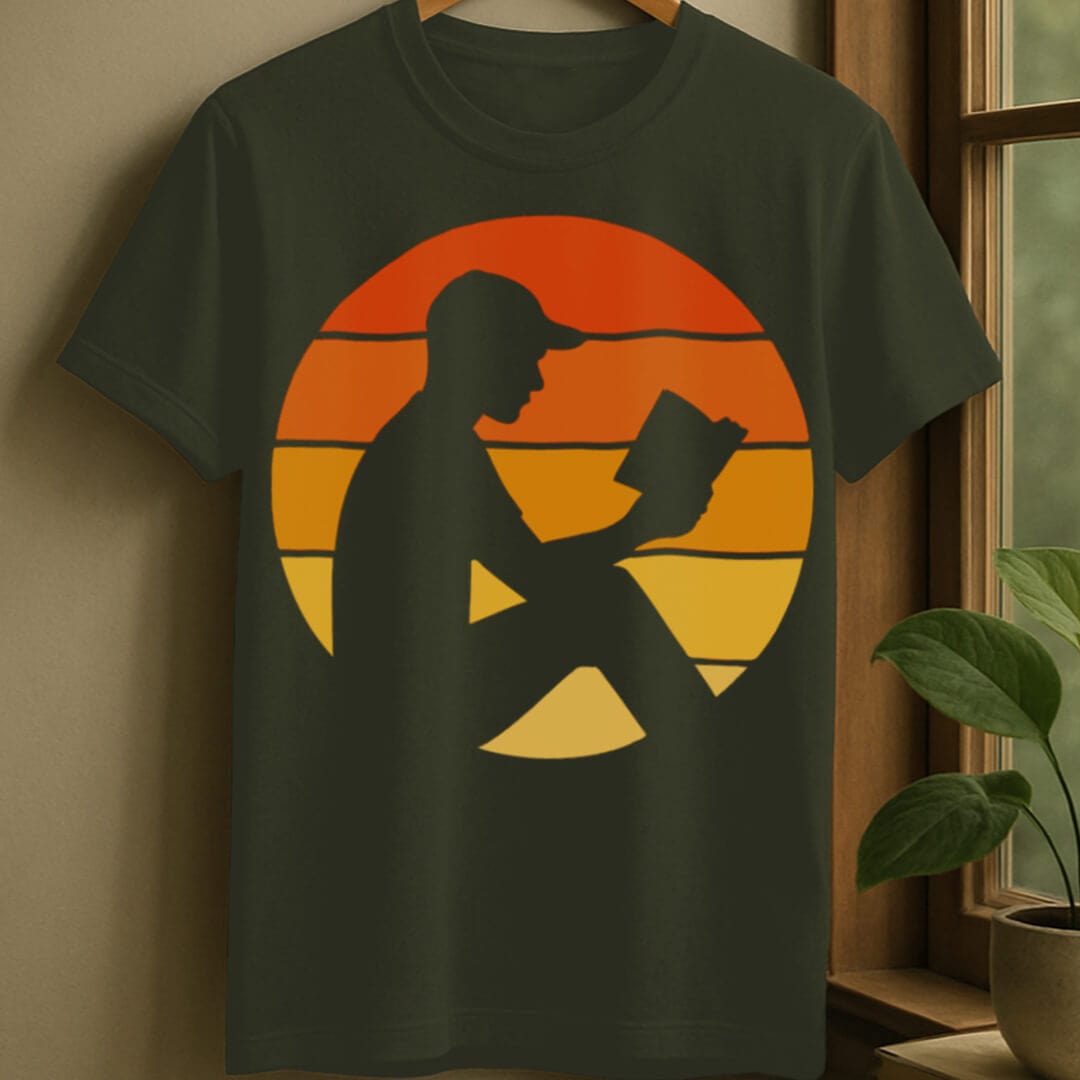 Military Green / S Sunset reader silhouette t-shirt