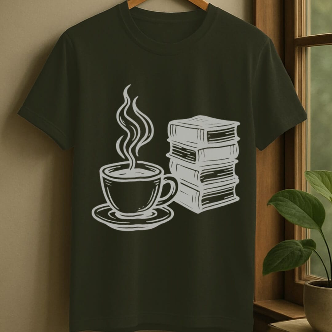Military Green / S Tea and books t-shirt