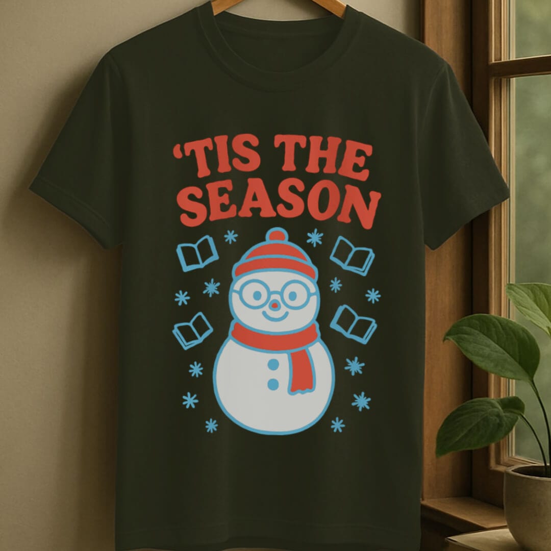 Military Green / S Tis snowman season t-shirt