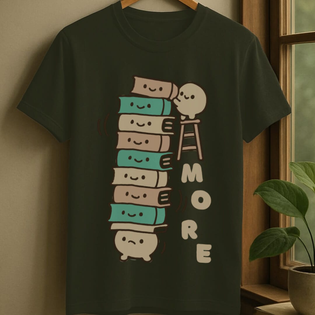 Military Green / S Want more books t-shirt