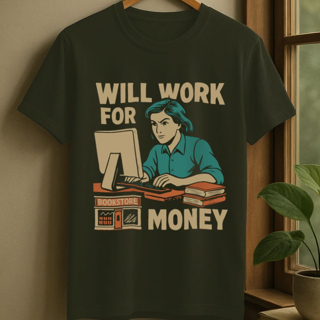 Military Green / S Working for books t-shirt