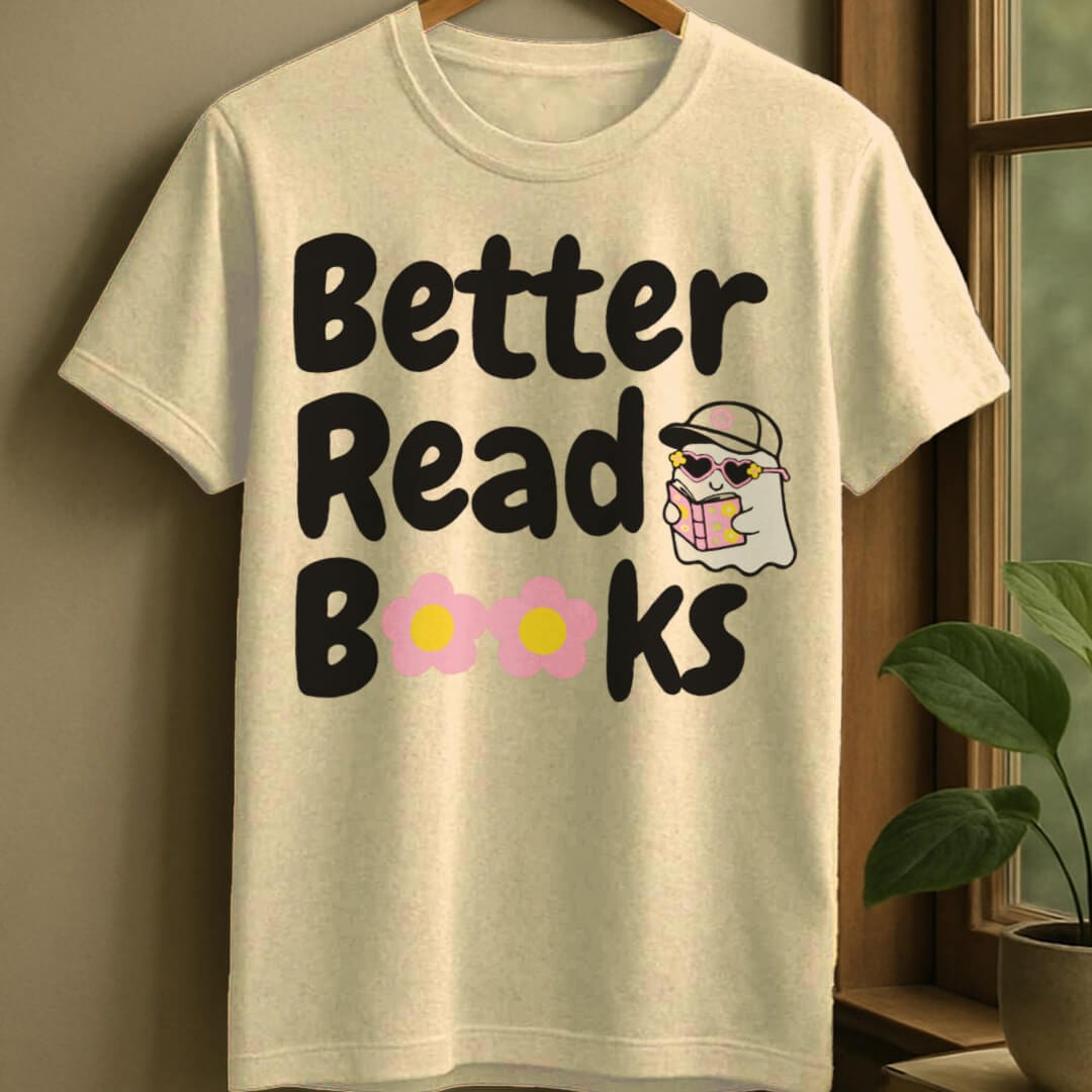 Natural / S Better read books t-shirt
