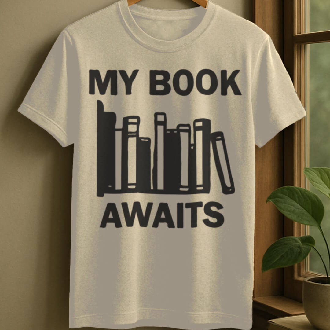 Natural / S Book awaits t-shirt
