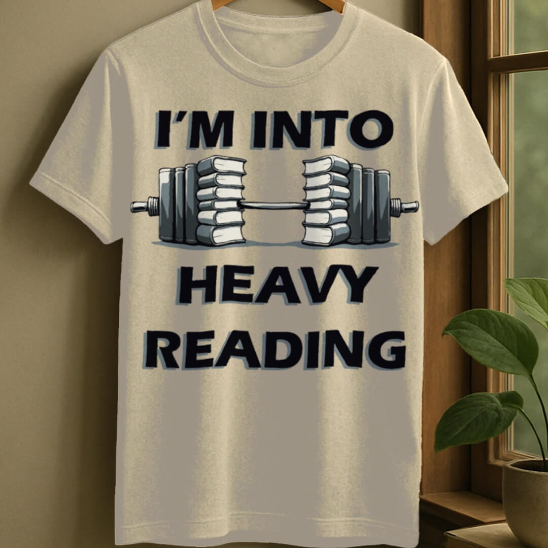 Natural / S Book barbell t-shirt