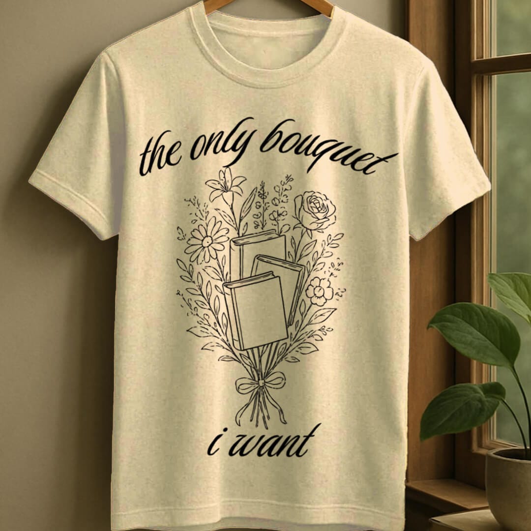 Natural / S Book bouquet t-shirt
