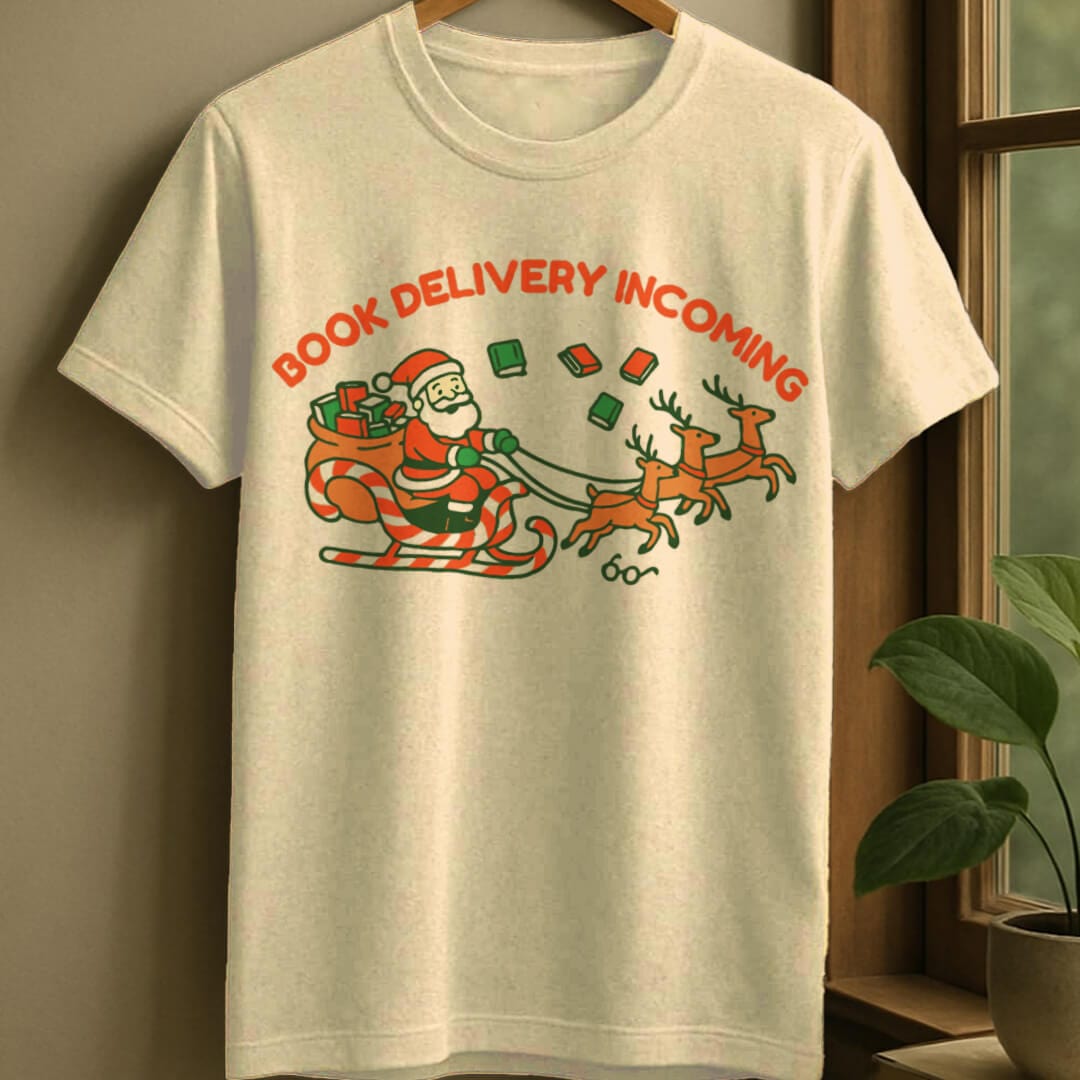 Natural / S Book delivery t-shirt