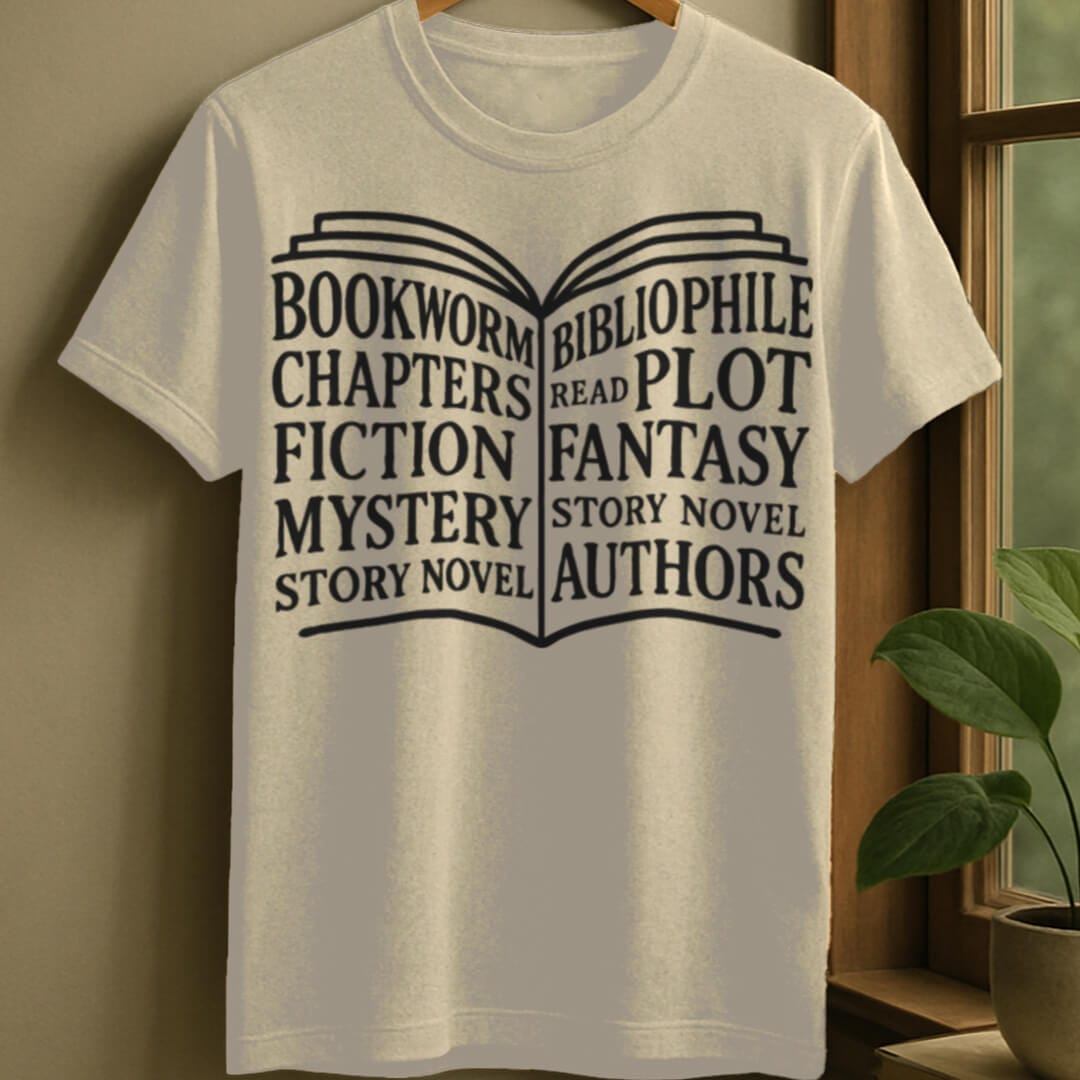 Natural / S Book text t-shirt
