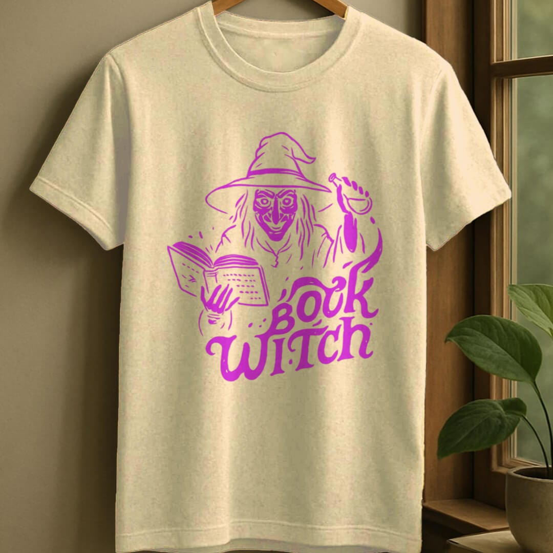 Natural / S Book witch t-shirt