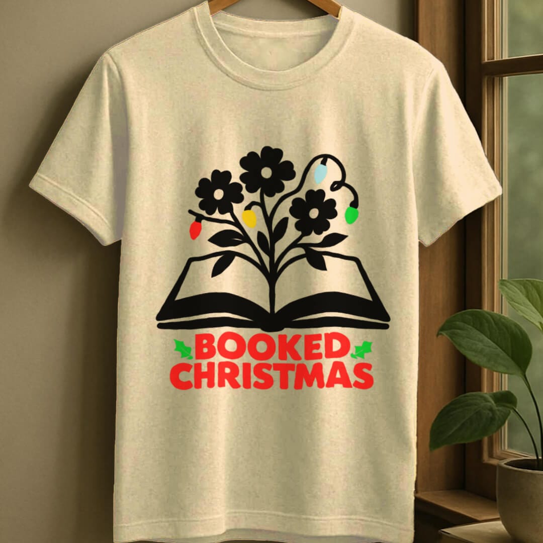 Natural / S Booked christmas t-shirt