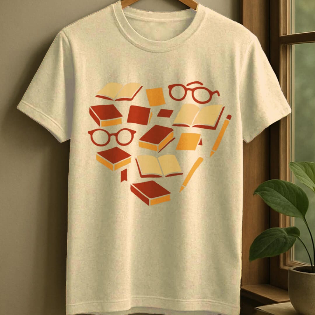 Natural / S Bookish things heart t-shirt