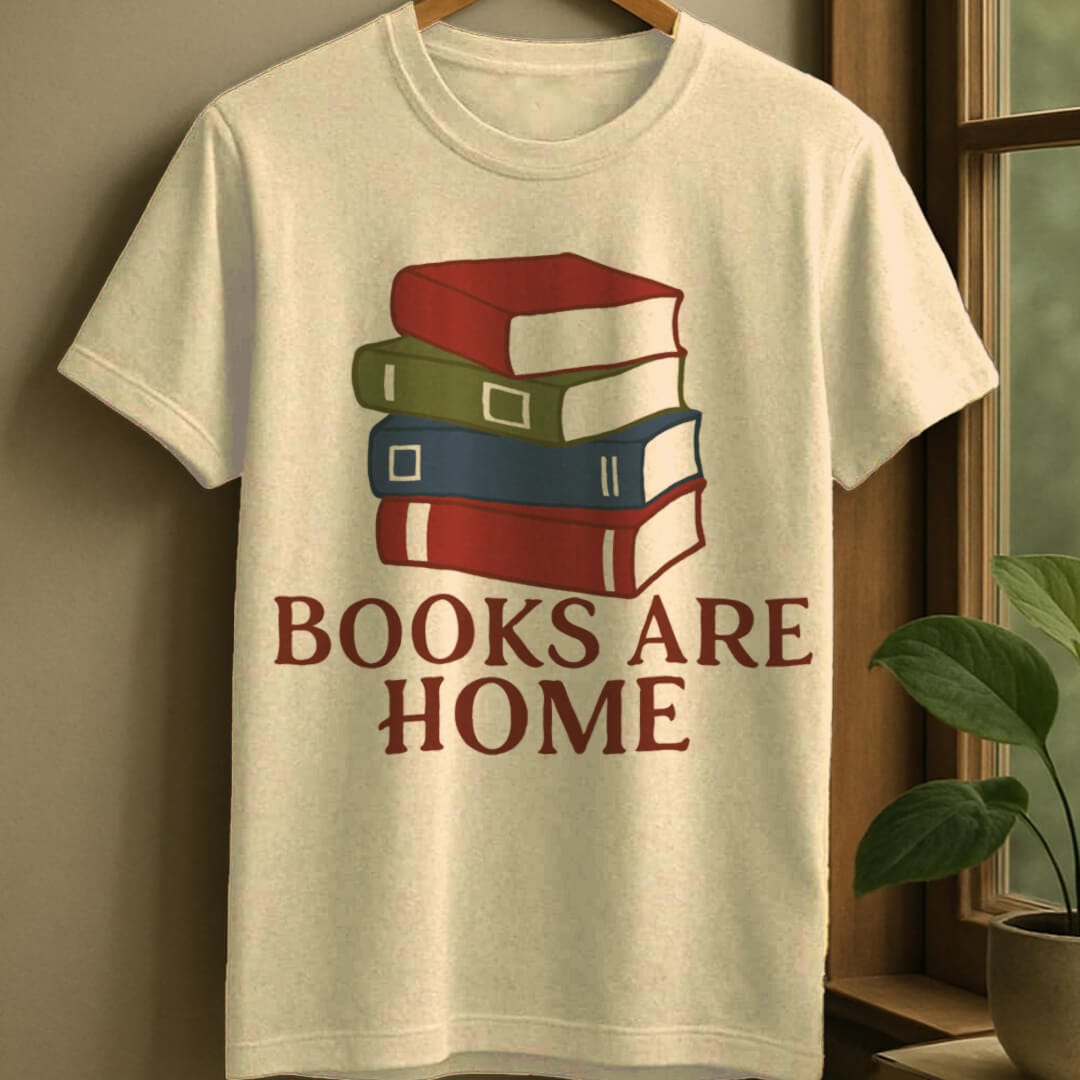 Natural / S Books are home t-shirt
