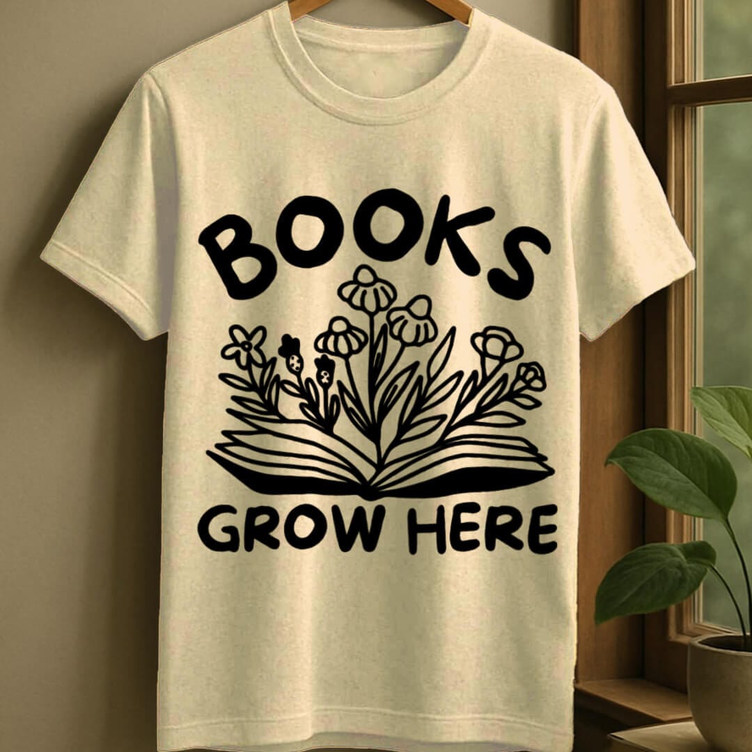 Natural / S Books grow here t-shirt