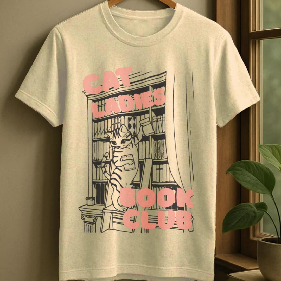 Natural / S Cat ladies bookclub t-shirt
