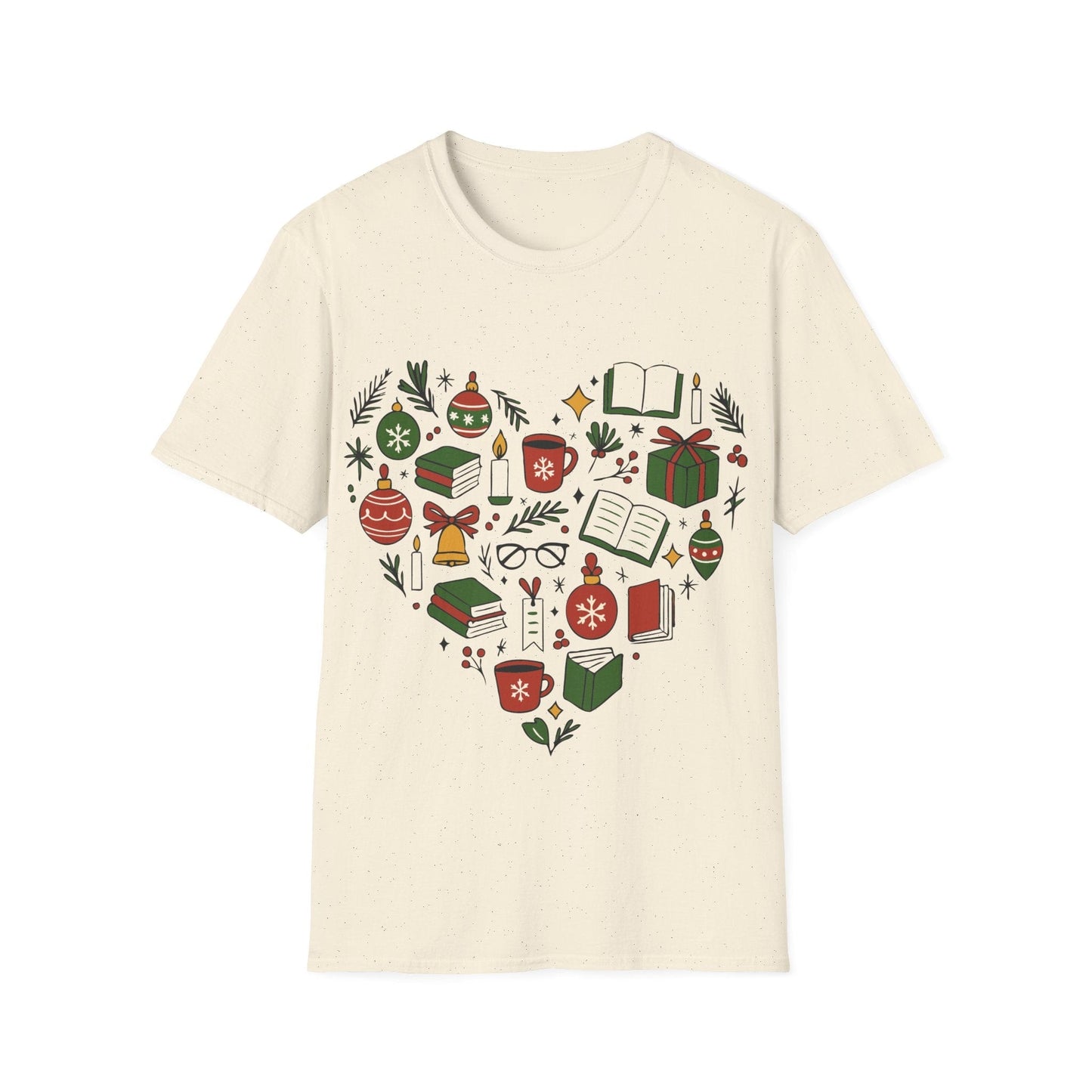 Natural / S Christmas heart t-shirt