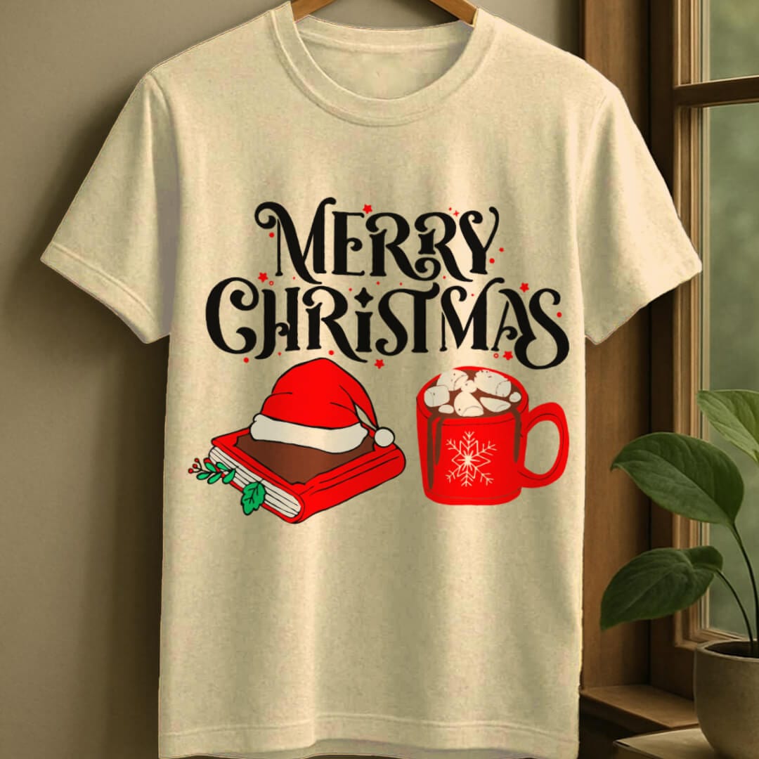 Natural / S Christmas reads t-shirt