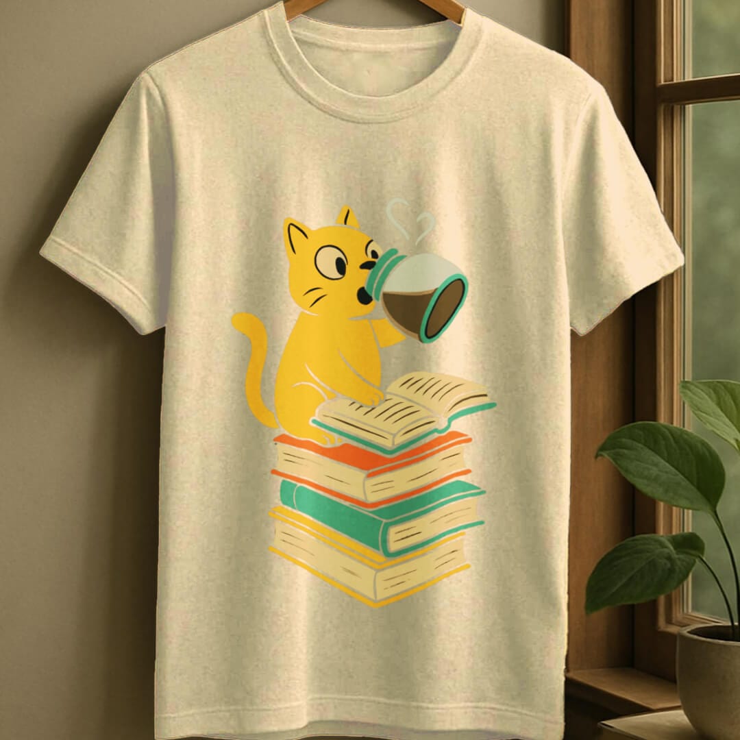 Natural / S Chugging coffee for books t-shirt