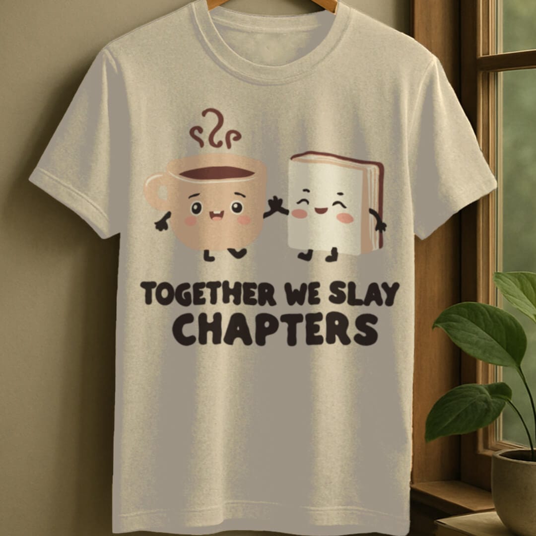 Natural / S Coffee and book t-shirt