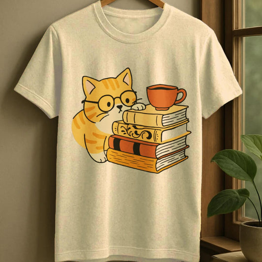 Natural / S Curious cat t-shirt