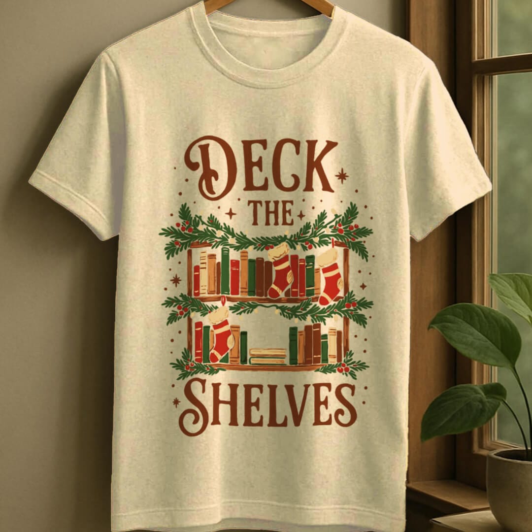 Natural / S Deck the shelves t-shirt