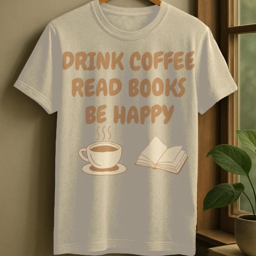 Natural / S Drink and read t-shirt