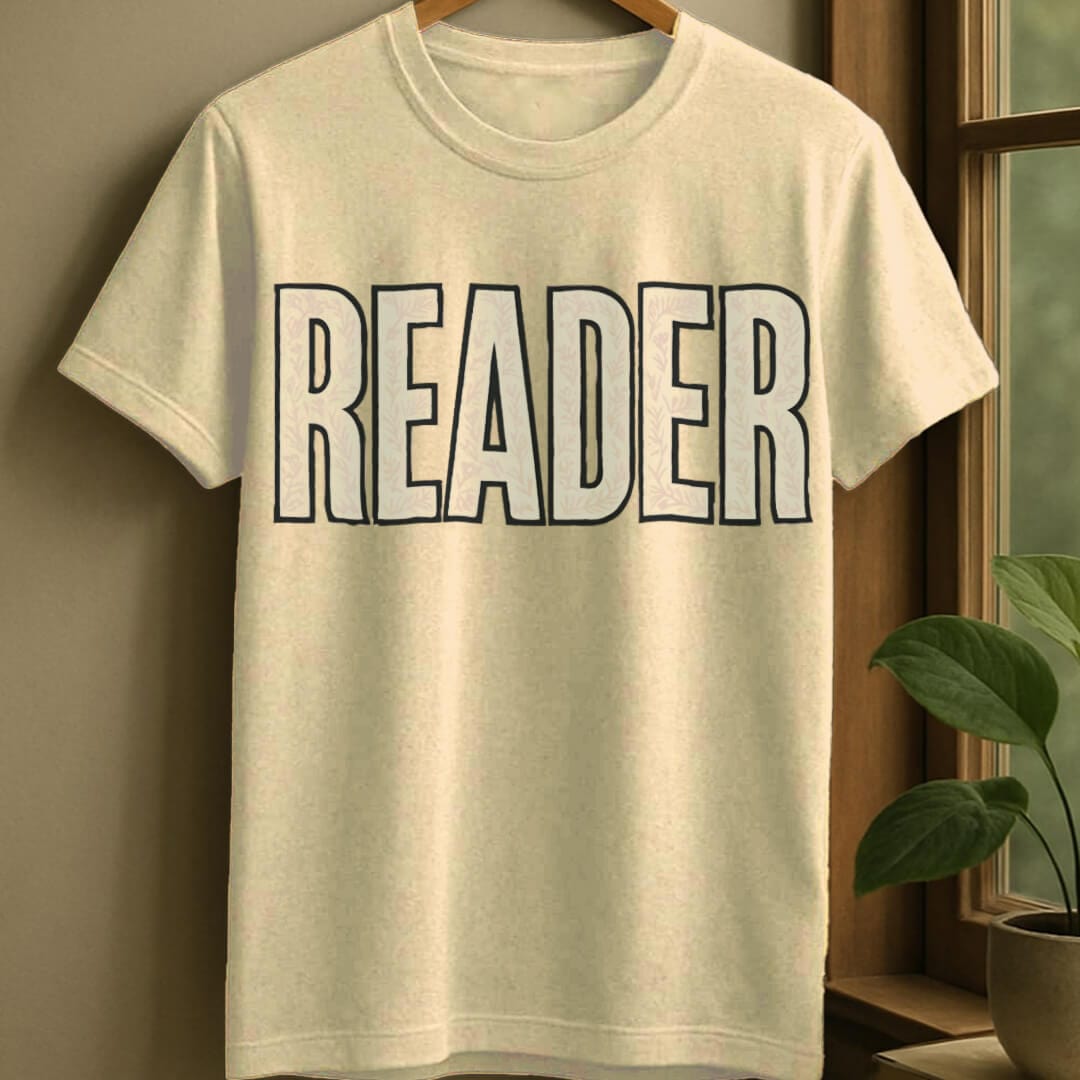 Natural / S Floral reader t-shirt