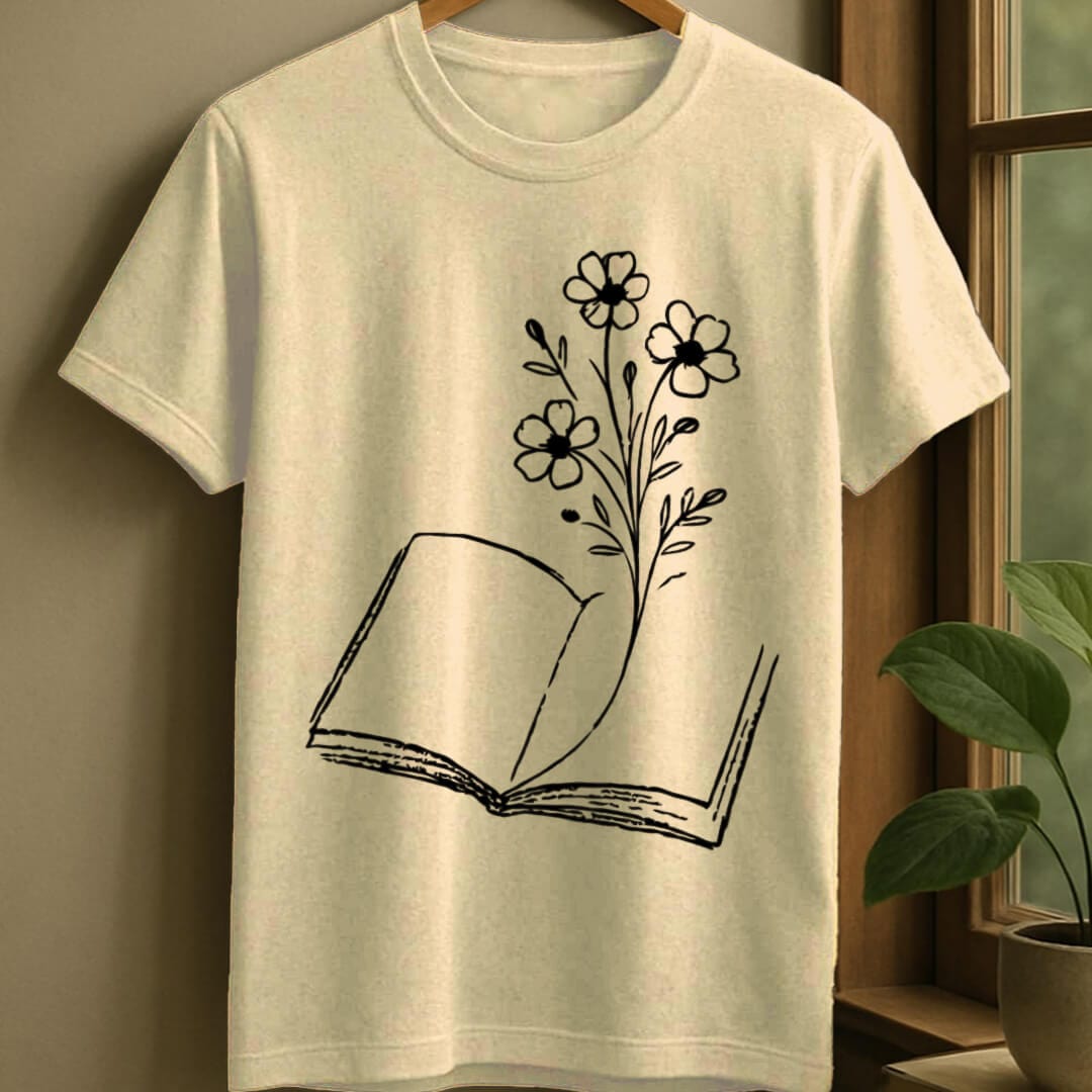Natural / S Flower bookmark t-shirt