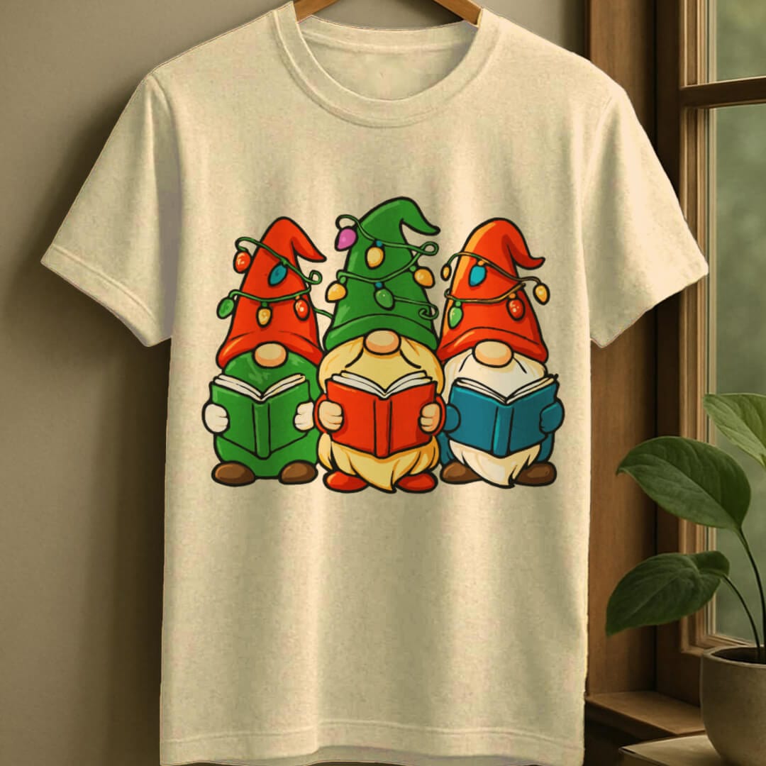 Natural / S Gnomes reading t-shirt