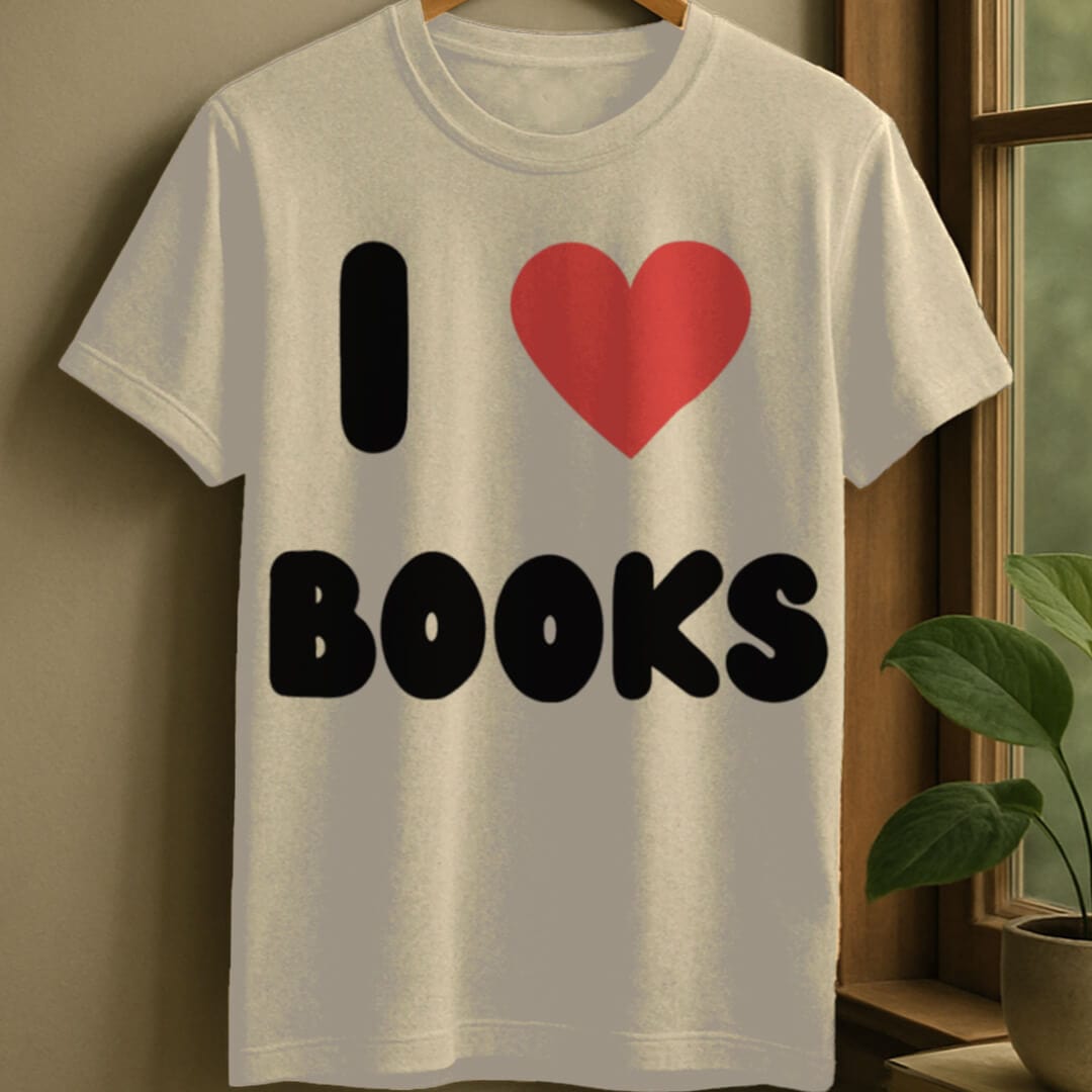 Natural / S I love books t-shirt