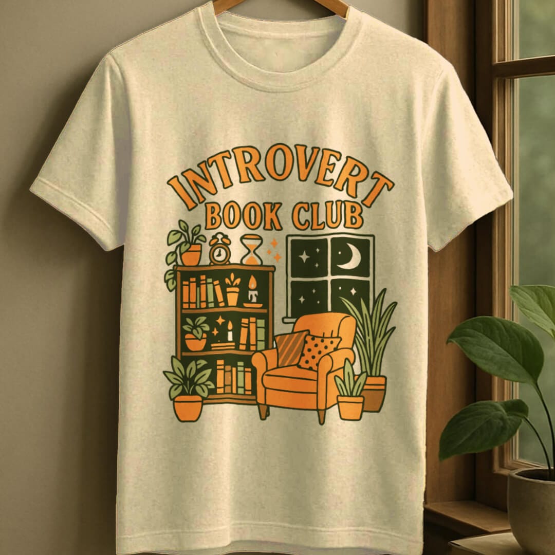 Natural / S Introvert bookclub t-shirt
