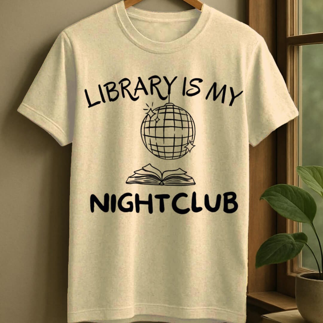 Natural / S Library is nightclub t-shirt