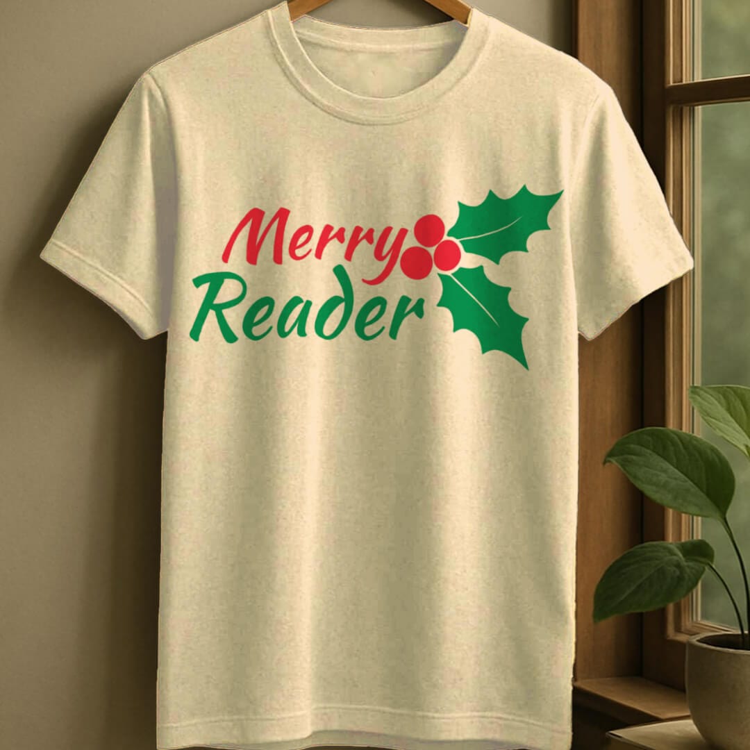 Natural / S Merry reader t-shirt