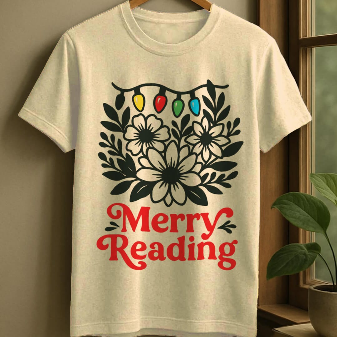 Natural / S Merry reading t-shirt