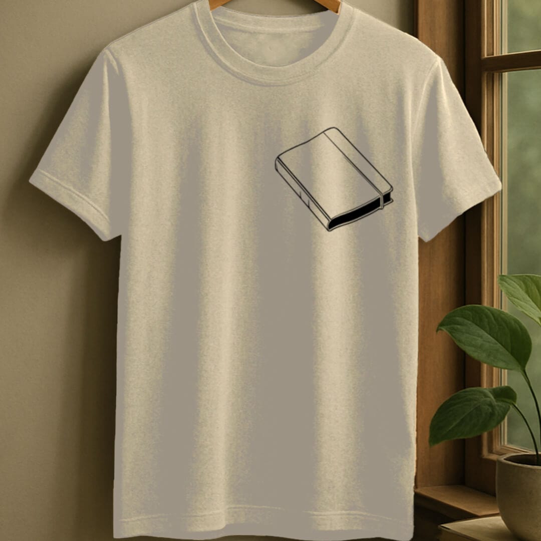 Natural / S Minimalistic book t-shirt