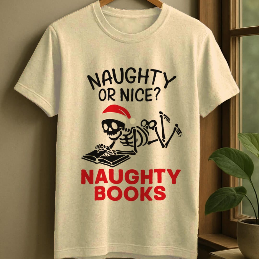 Natural / S Naughty books t-shirt