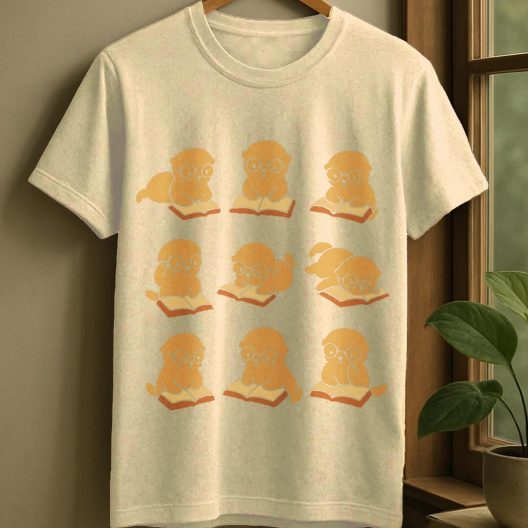 Natural / S Otter reading t-shirt