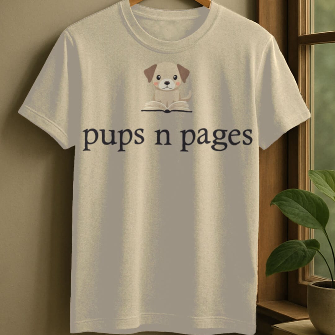 Natural / S Pups and pages t-shirt