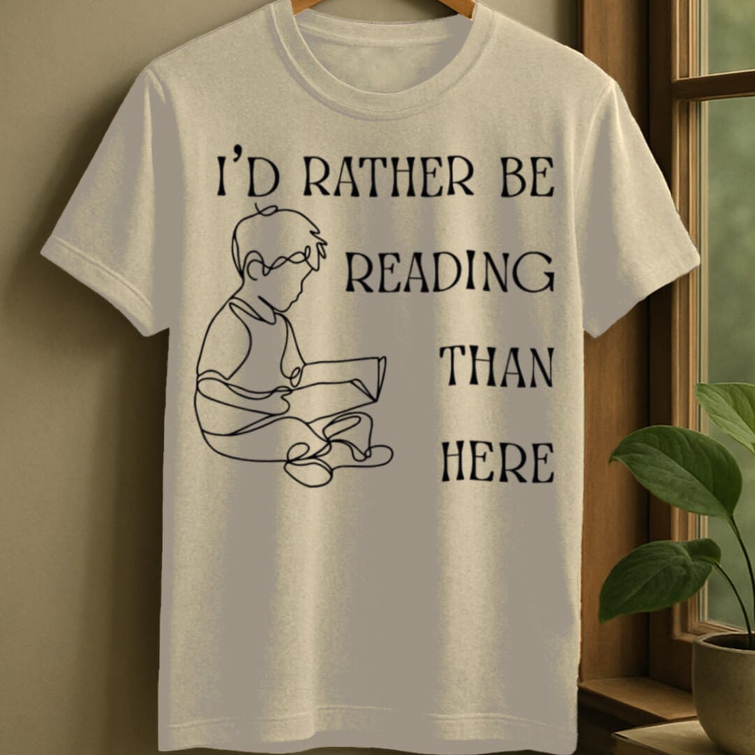 Natural / S Rather be reading t-shirt