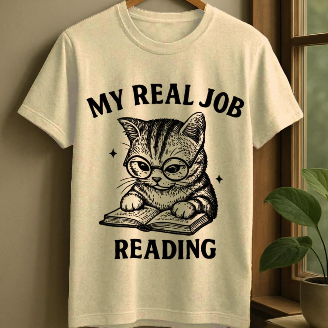 Natural / S Real job is reading t-shirt
