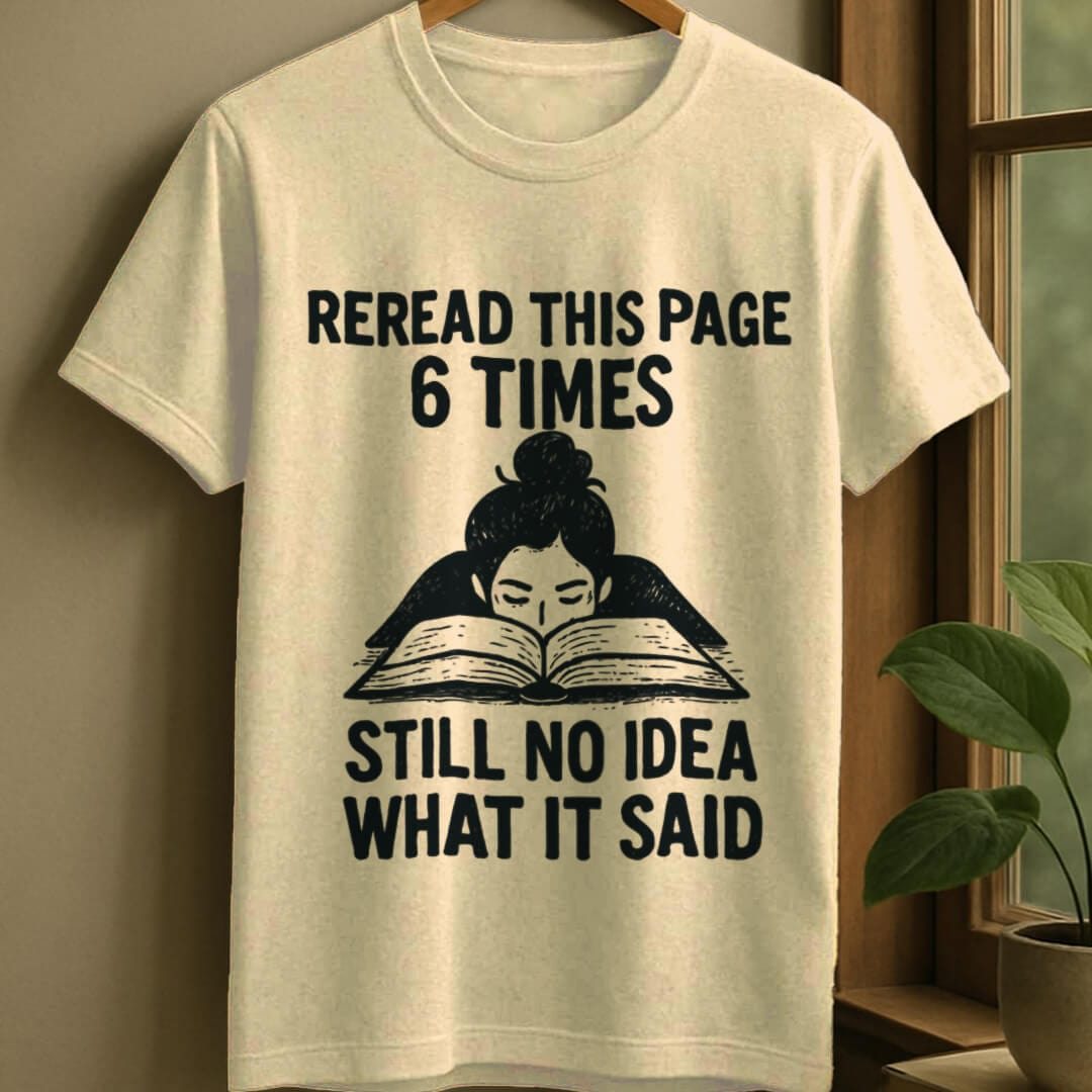 Natural / S Reread words t-shirt