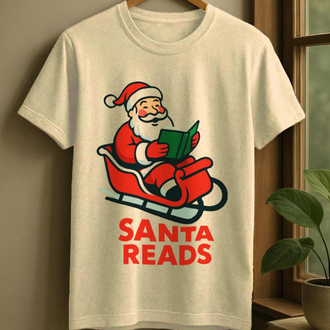 Natural / S Santa reads t-shirt