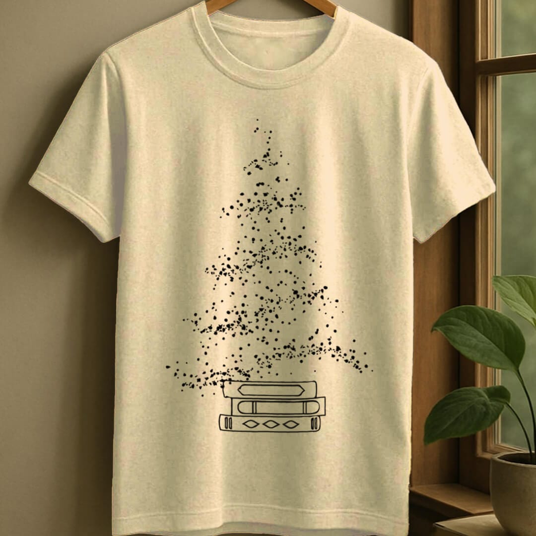 Natural / S Sparkling book tree t-shirt