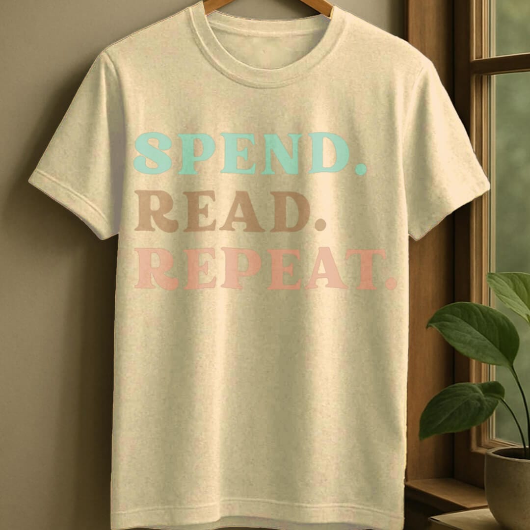 Natural / S Spend read repeat t-shirt
