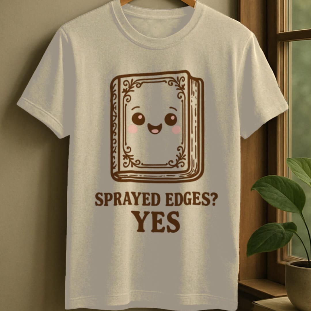 Natural / S Sprayed edge book t-shirt