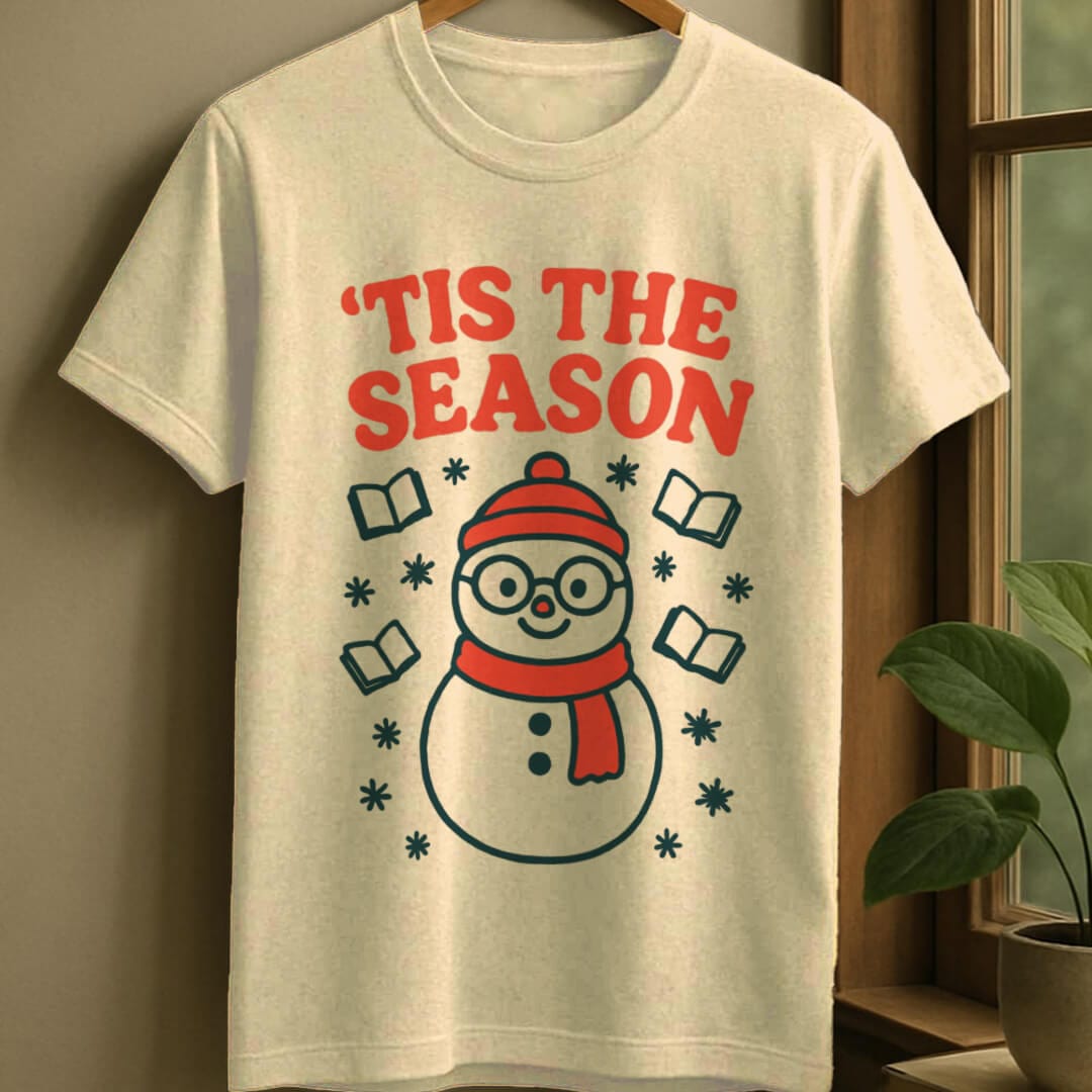 Natural / S Tis snowman season t-shirt