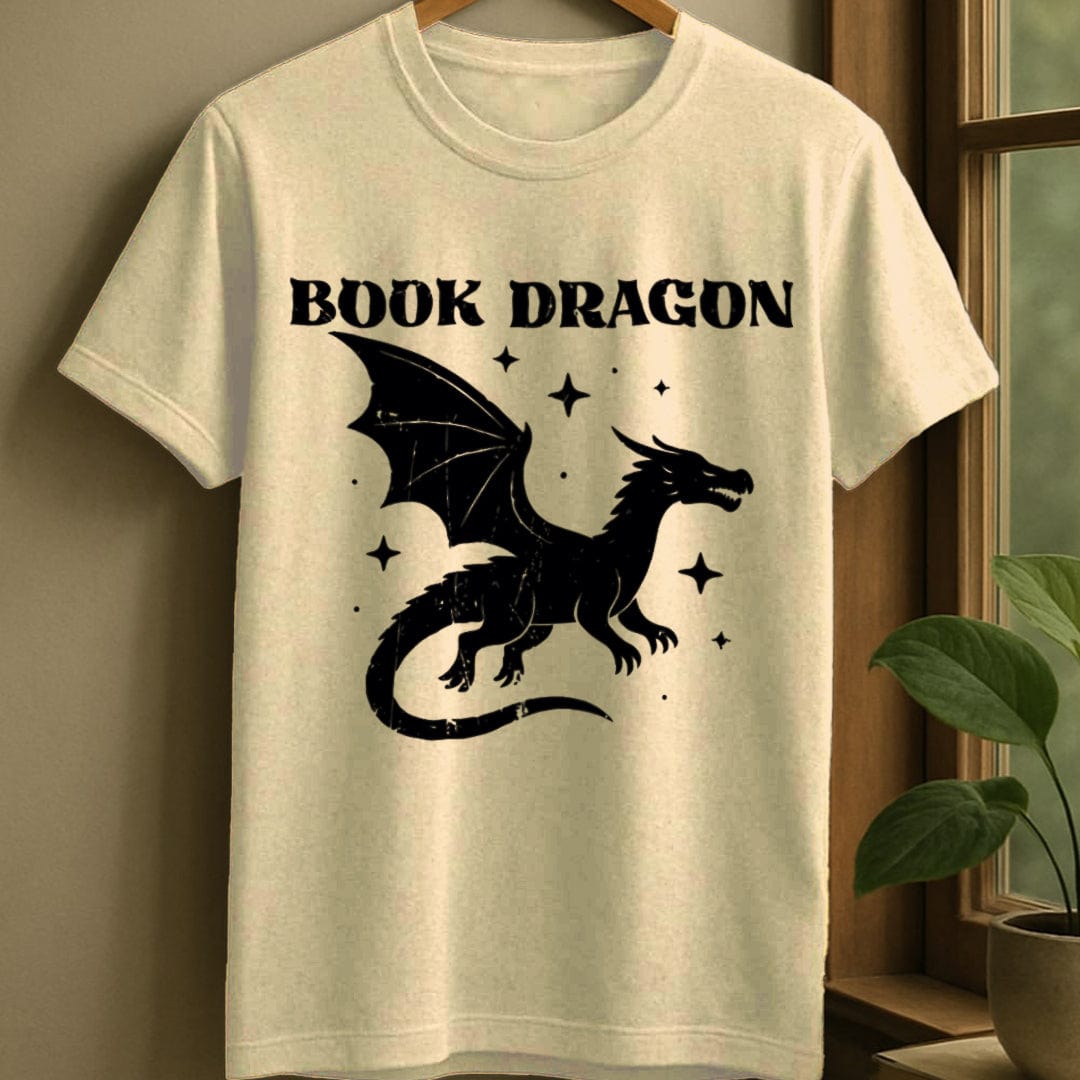 Natural / S Vintage book dragon t-shirt