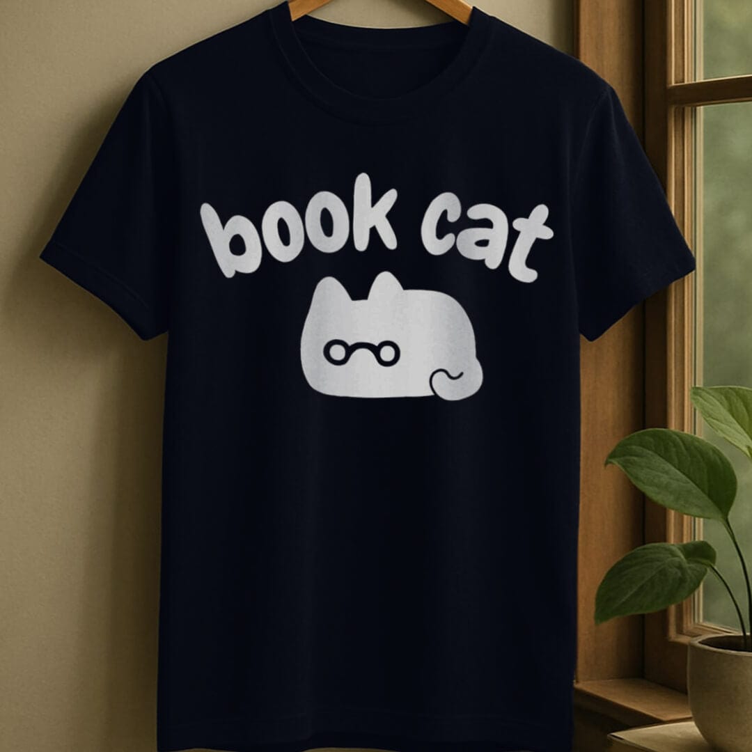 Navy / S Book cat t-shirt