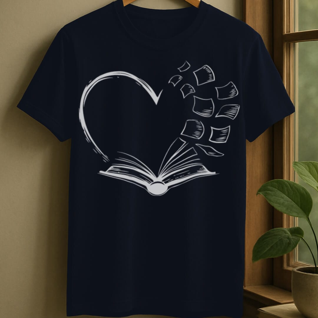 Navy / S Book heart t-shirt