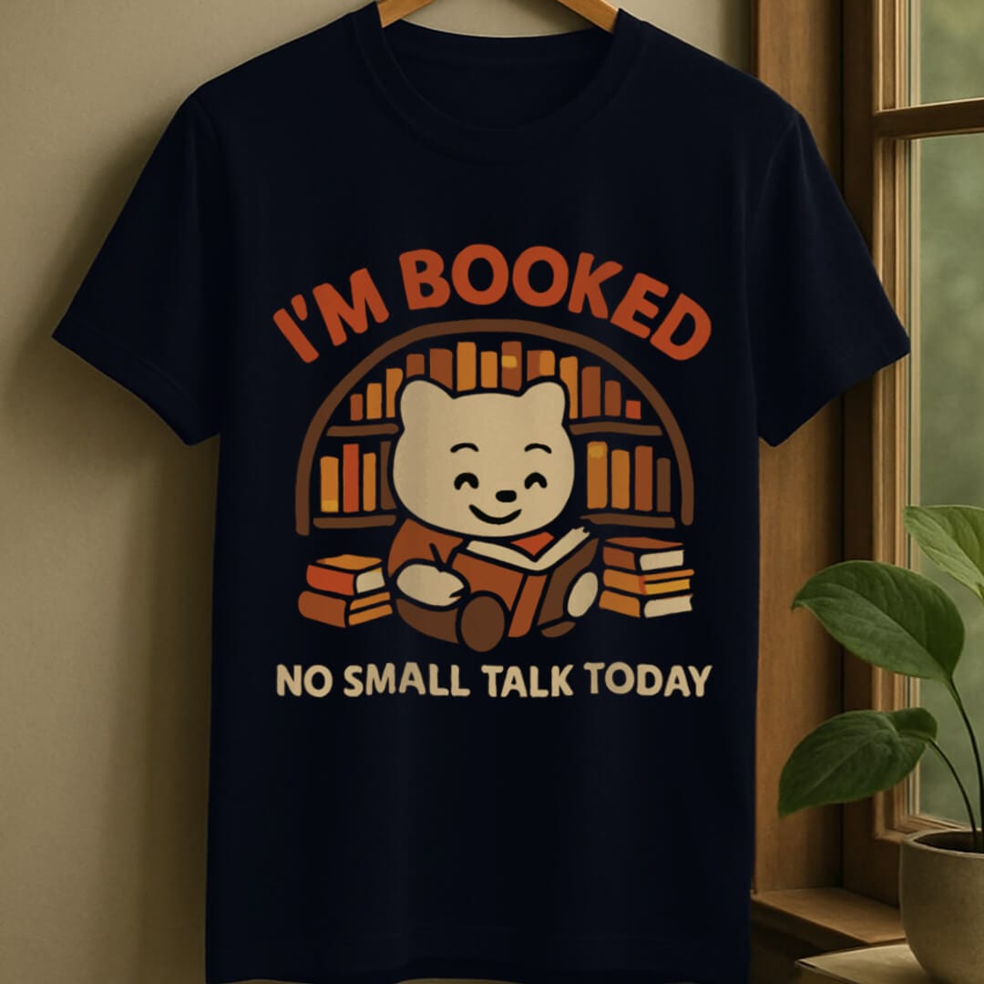 Navy / S Booked no small talk t-shirt