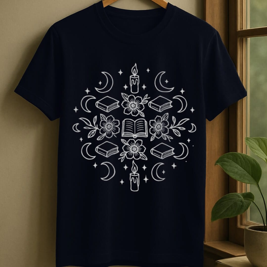 Navy / S Bookish mandala t-shirt